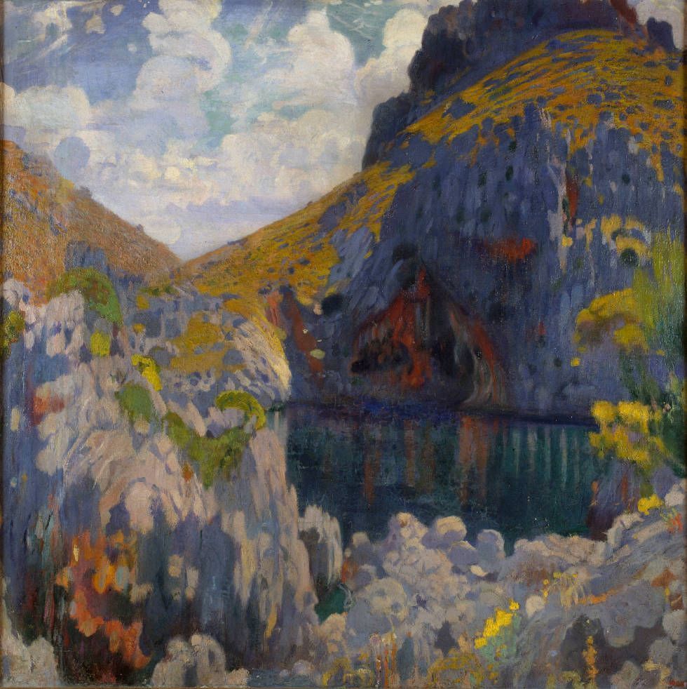 Joaquim Mir, Gold und Azur, Mallorca um 1902, 111 x 111 cm (Barcelona)