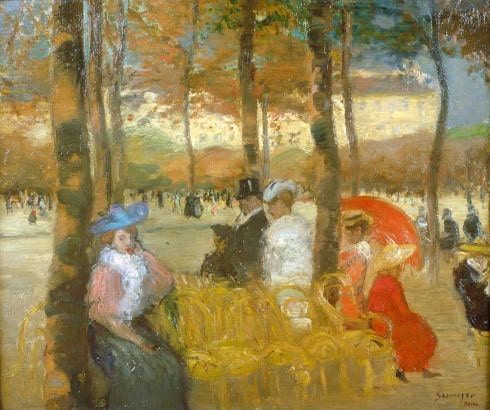 Joaquim Sunyer, Jardins du Luxembourg, Paris um 1905, 45,7 x 54,7 cm (Barcelona)