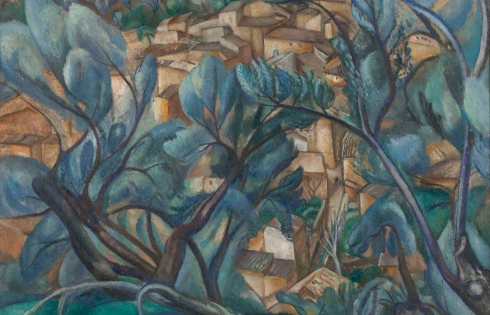 Joaquim Sunyer, Landschaft in Fornalutx (Mallorca), Detail, 1916, 100,5 x 125 cm (Barcelona)