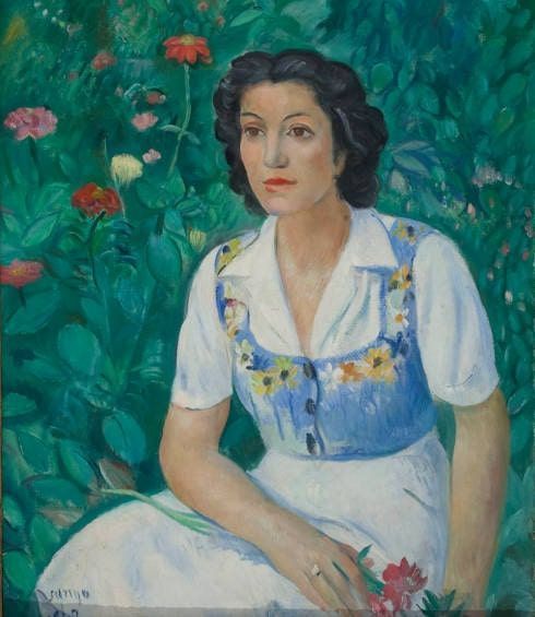 Joaquim Sunyer, Porträt von Isabel Moreno de la Torre i Albareda, 1947, 73 x 61 cm (Barcelona)