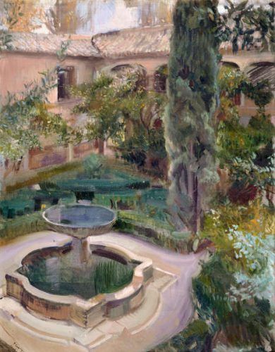 Joaquín Sorolla, Lindaraja Patio, Granada, 1909, Öl/Lw, 106 × 81.5 cm (Museo Sorolla, Madrid © Museo Sorolla, Madrid)