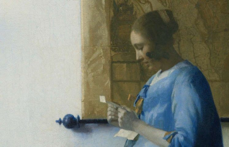 Johannes Vermeer, Briefleserin in Blau, Detail, um 1663 (Rijksmuseum Amsterdam, Leihgabe der Stadt Amsterdam, Vermächtnis A. van der Hoop © Rijksmuseum Amsterdam)