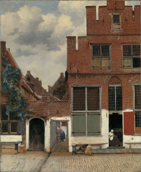 Johannes Vermeer, Häuseransicht in Delft (Die kleine Straße), um 1658, Öl auf Leinwand, 54,3 x 44 cm (© Amsterdam, Rijksmuseum, Foto: Carola van Wijk)