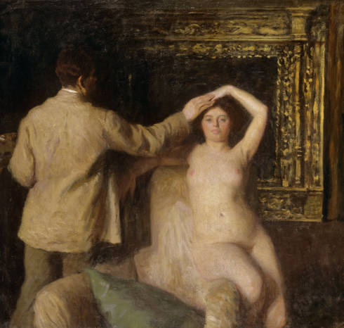 Karoly Ferenczy, Maler und Modell, 1904, Öl auf Leinwand, 157 × 166 cm (Ungarische Nationalgalerie)
