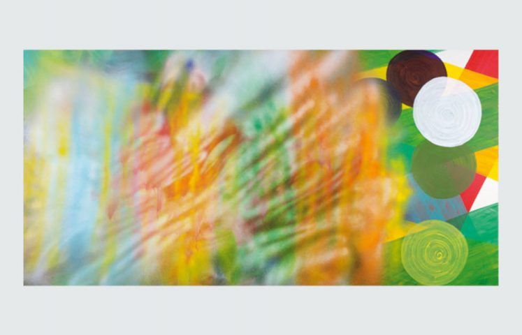 Katharina Grosse, Ohne Titel, 2005, Acryl auf Leinwand, 299 x 602 cm (Kunstmuseum Bern, Schenkung Frau Marlies Kornfeld, Bern, für die Abteilung Gegenwart © 2022, ProLitteris, Zurich)