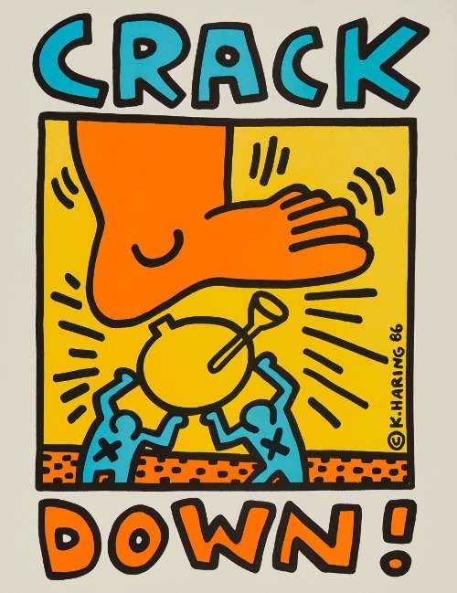 Keith Haring, Crack Down!, 1986, Offsetlithografie | offset lithograph, 56 x 43,4 cm © Keith Haring Foundation