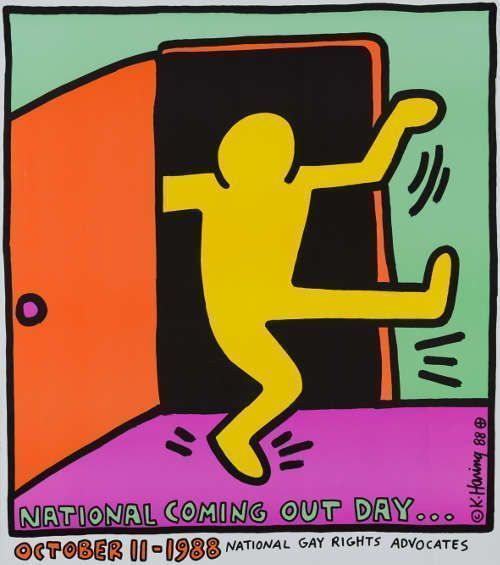 Keith Haring, National Coming Out Day, entstanden für die “National Gay Rights Advocates”, New York, USA, 1988, Offsetlithografie, 66 x 58,4 cm © Keith Haring Foundation