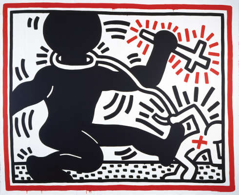 Keith Haring, Untitled (Apartheid), 1984, Acryl auf Leinwand, 298 x 365 cm (Stedelijk Museum, Amsterdam © Keith Haring Foundation)