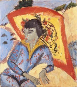 Ernst Ludwig Kirchner, Erna mit Japanschirm (Japanerin), 1913, Öl auf Leinwand, 80 × 70,5 cm (Aargauer Kunsthaus Aarau / Legat Dr. Othmar und Valerie Häuptli, Foto: Jörg Müller)