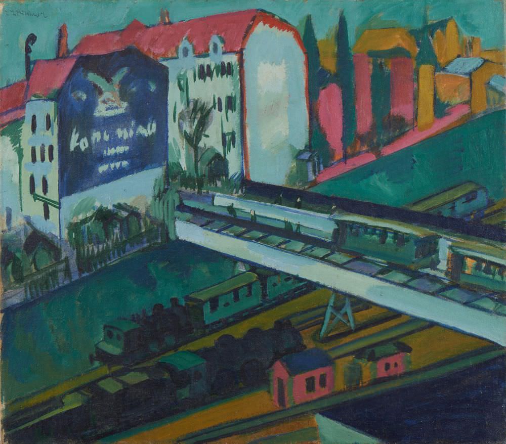 Ernst Ludwig Kirchner, Straßenbahn und Eisenbahn, 1914, Öl auf Leinwand, 71 x 81 cm (Die Lübecker Museen, Museum Behnhaus Drägerhaus)