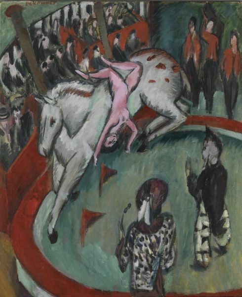 Ernst Ludwig Kirchner, Zirkus, 1913, Öl auf Leinwand, 120 × 100 cm (Bayerische Staatsgemäldesammlungen, München, Pinakothek der Moderne)