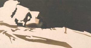 Klemens Brosch, Der Schlummernde, um 1920, Pinsel in dunkler Tinte, laviert, 15,6 x 29,5 cm (Oberösterreichisches Landesmuseum Inv. Nr. Ha II 128)