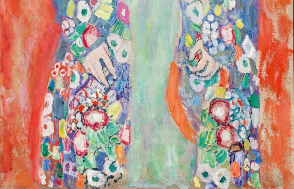 Gustav Klimt, Bildnis Fräulein Lieser, Hände, 1917, Öl auf Leinwand, gerahmt 140 x 80 cm (Privatsammlung)