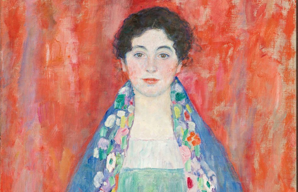 Gustav Klimt, Bildnis Fräulein Lieser, Kopf, 1917, Öl auf Leinwand, gerahmt 140 x 80 cm (Privatsammlung)