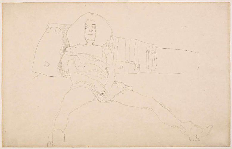 Gustav Klimt, Sitzender weiblicher Halbakt, 1904 (Leopold Museum, Wien, Reproduziert in: Die Hetärengespräche des Lukian)