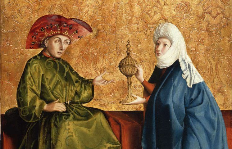 Konrad Witz, Die Königin von Saba vor Salomo, Detail, um 1430/37, Öl auf Eichenholz (© Staatliche Museen zu Berlin, Gemäldegalerie / Jörg P. Anders)