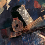 Kurt Schwitters, Ausgerenkte Kräfte, 1920/möglicherweise 1938, Detail, Collage und Assemblage mit Fragmenten aus Stoff, Druckerzeugnissen, Pappe, Holz und Metall sowie Öl auf Karton in eigenhändigem Holzrahmen 105,5 x 86,7 x 9 cm (mit Kasten) (Kunstmuseum Bern, Schenkung Professor Dr. Max Huggler, 1966 © Kunstmuseum Bern)