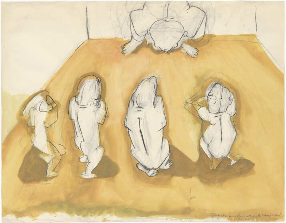 Maria Lassnig, Illustration eines Gedankens – „Les Antagonistes“, 1963 (Albertina - Dauerleihgabe der Österreichischen Nationalbank © 2016 Maria Lassnig Stiftung)