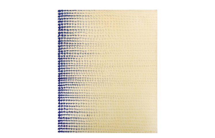 Lee Ufan, From Point, 1973, 162 x 112 cm, Glue and mineral pigment on canvas (Courtesy Gallery Yonetsu, Tokyo)