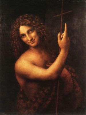 Leonardo, Johannes der Täufer, Öl auf Holz, 69 x 57 cm (Paris, Musée du Louvre, Inv.-Nr. 775 (1597))