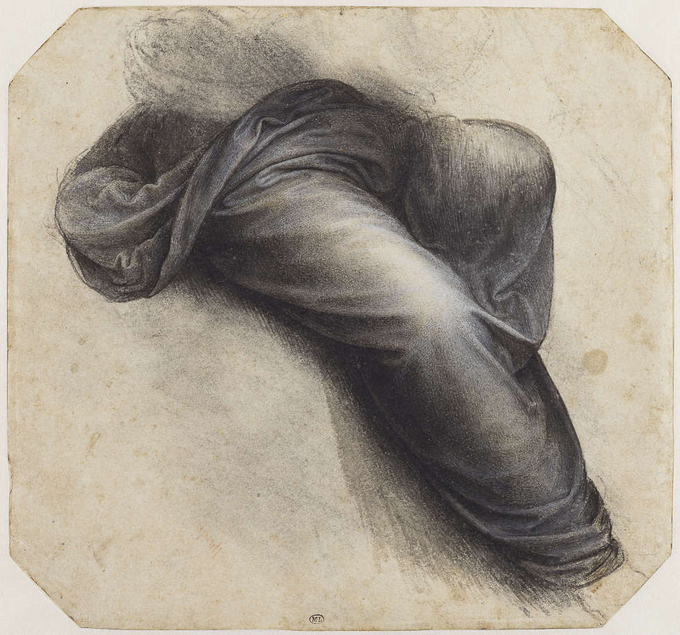 Leonardo da Vinci, Studie für die hl. Anna Selbdritt, Bein der Maria (RMN-Grand Palais, Musée du Louvre, Foto Michel Urtado)