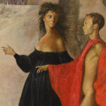Leonor Fini, Dans la tour [Im Turm (Selbstporträt mit Constantin Jelenski)], Detail, 1952, 91 x 64,3 cm (Palazzo Reale, Mailand)