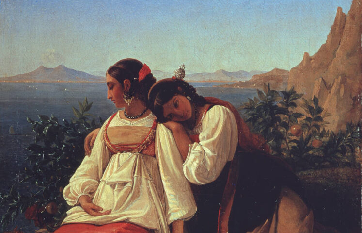 Léopold Robert, Orangenpflückerinnen auf Capri, Detail, 1824, Öl auf Leinwand, 47 x 37 cm (Aargauer Kunsthaus Aarau / Depositum der Gottfried Keller-Stiftung, Bundesamt für Kultur, Bern)