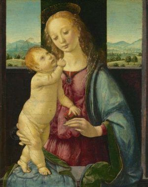 Lorenzo di Credi, Madonna Dreyfus (Madonna mit dem Granatapfel), um 1469/70, Öl auf Holz, 15,7 x 12,8 cm (Washington, National Gallery of Art, Kress Collection, Inv.-Nr. 1144, 1952.5.65)