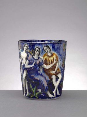 Lotte Fink, Vase, 1922; farbloses Glas, Emailmalerei, Ausführung: eine böhmische Manufaktur für J. & L. Lobmeyr, Wien (© Peter Kainz/MAK)