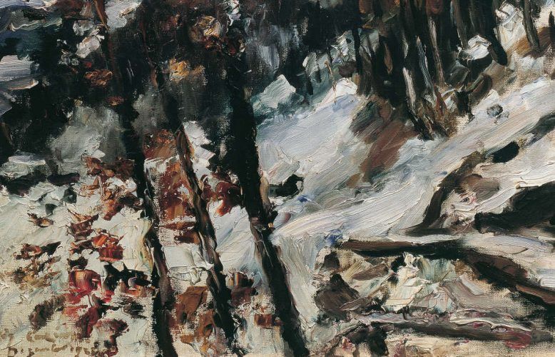 Lovis Corinth, Der Herzogstand am Walchensee im Schnee, Detail, 1922, Öl/Lw, 78 x 98 cm (Belvedere, Wien)