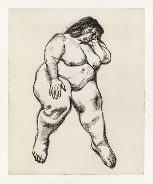 Lucian Freud, Large Sue (Benefits Supervisor Sleeping), Radierung, 82,5 x 67,3 cm (© The Lucian Freud Archive/Bridgeman Images UBS Art Collection)