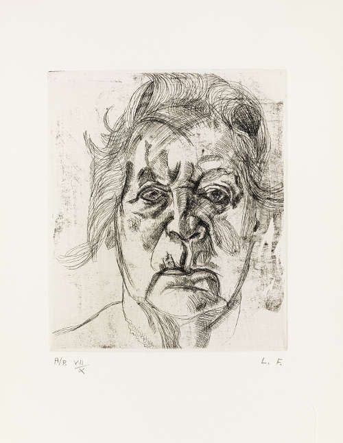 Lucian Freud, The Painter’s Mother, 1982, Radierung, 29,5 x 24,2 cm (© The Lucian Freud Archive/Bridgeman Images UBS Art Collection)