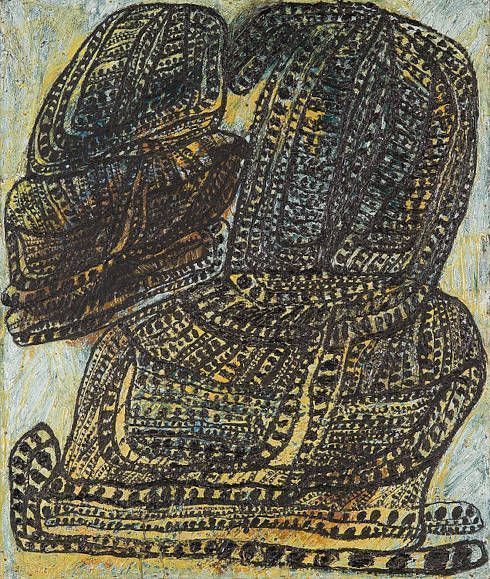 Madeleine Kemeny-Szemere, Fillettes en luge [I], 1956, Öl auf Hartfaserplatte, 89,5 x 76 cm (Kunstmuseum St. Gallen)
