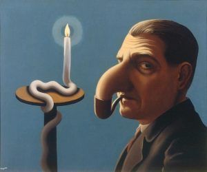 René Magritte, La Lampe philosophique [Die philosophische Lampe], 1936, Öl auf Leinwand, 46 x 55 cm (Privatsammlung © VG Bild-Kunst, Bonn 2017)