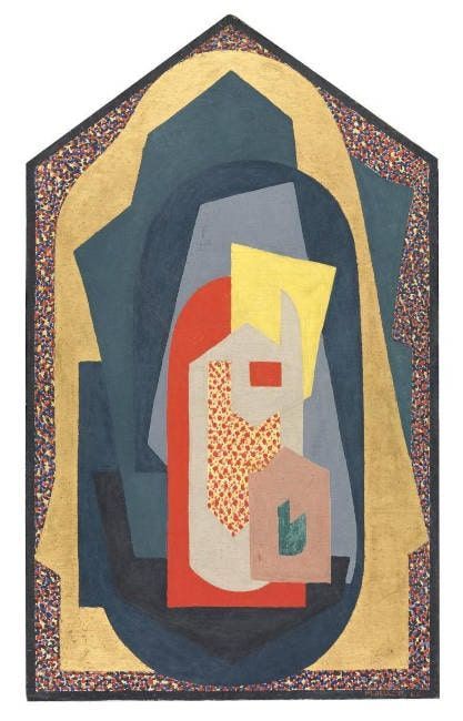 Mainie Jellett, Decoration, 1923, Tempera auf Holz, 89 x 53 cm (National Gallery of Ireland, Dublin, Bequeathed, Evie Hone, 1955, Inv.-Nr. NGI.1326)