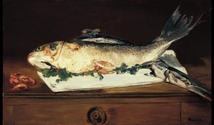 Edouard Manet, Fische und Shrimps, 1864, Öl auf Leinwand, 44.8 x 73 cm (Norton Simon Museum)