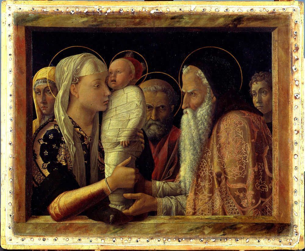 Andrea Mantegna, Darbringung im Tempel, 1465–1466, Öl/Lw, auf Holz, 77.1 x 94.4 cm (Gemäldegalerie, Berlin © Gemäldegalerie der Staatlichen Museen zu Berlin - Preußischer Kulturbesitz / photo: Jörg P. Anders)