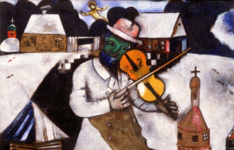 Marc Chagall, Le violoniste [Der Geigenspieler], Detail, 1912/13 (© Marc Chagall, c/o Pictoright Amsterdam/Chagall, Collection Stedelijk Museum Amsterdam, on loan from the Cultural Heritage Agency of the Netherlands)