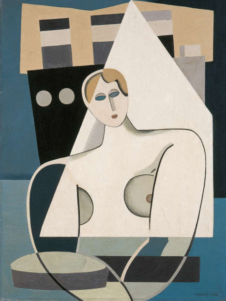 Marcelle Cahn, Femme et Voillier [Frau und Segelschiff], 1926–1927, Öl auf Leinwand, 66 x 50 cm (Musée d'Art moderne et contemporain, Strasbourg, Foto: Musées de Strasbourg, A. Plisson)
