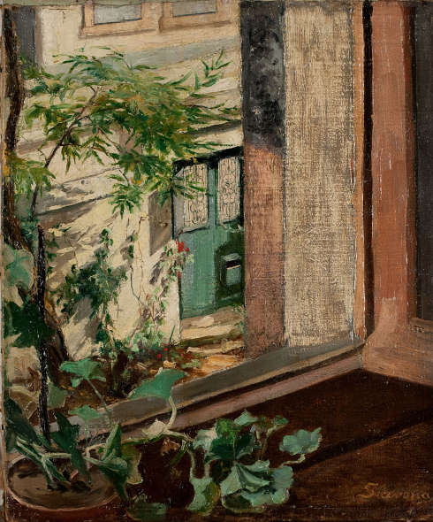 Maria Slavona, Blick aus dem Atelierfenster, 1899, Öl auf Leinwand, 55 x 47 cm (Privatbesitz, Foto: Jean-Luc Ikelle-Matiba, Bonn)