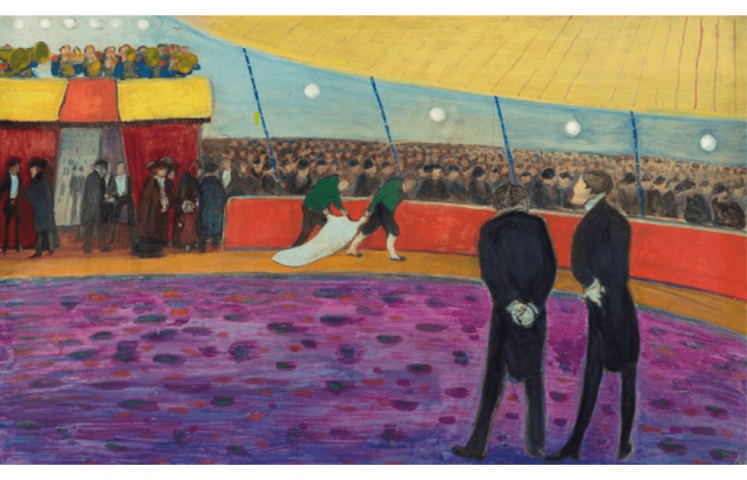 Marianne von Werefkin, Zirkus vor der Vorstellung, 1908, Tempera auf Karton (Leopold-Hoesch-Museum, Düren)