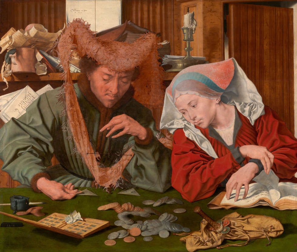 Marinus van Reymerswaele, Der Geldwechsler und seine Frau, 1539, Öl/Holz, 83 x 97 cm (Madrid, Museo Nacional del Prado)