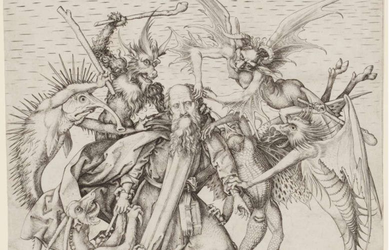 Martin Schongauer, Die Versuchung des heiligen Antonius, Detail, um 1470–1480, Kupferstich auf Vergépapier, 311 x 227 mm (Städel Museum, Frankfurt am Main, Foto: Städel Museum)