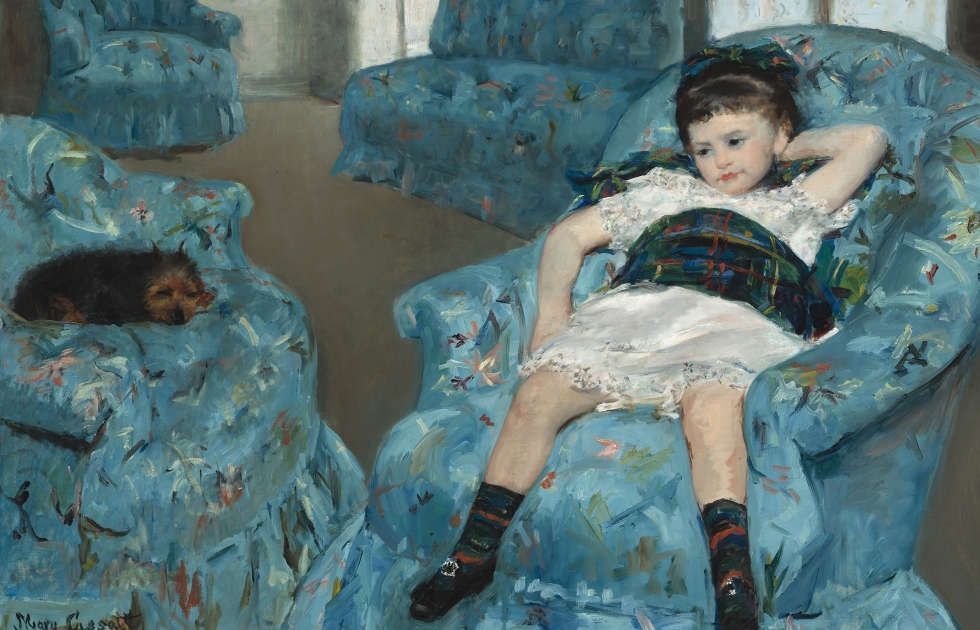 Mary Cassatt, Kleines Mädchen in einem blauen Armsessel, Detail, 1878, Öl/Lw (National Gallery of Art, Washington, Collection of Mr. And Mrs. Paul Mellon, 1983.1.18 © Courtesy National Gallery of Art, Washington)