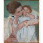 Mary Cassatt, Mutter und Kind auf grünem Hintergrund, 1897, Pastell auf beigem Papier, auf einen Leinwandrahmen montiert, 55 x 46 cm (Geschenk von Mary Cassatt, 1897 © RMN-Grand Palais (Musée d’Orsay)