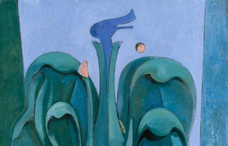 Max Ernst, Menschliche Figur (Figure Humaine), Detail, Öl auf Leinwand, 114 x 94,5 x 8 cm (Hamburger Kunsthalle, Geschenk Dieter Scharf, Hamburg 1998, © Hamburger Kunsthalle / bpk © VG Bild-Kunst, Bonn, Foto: Elke Walford)