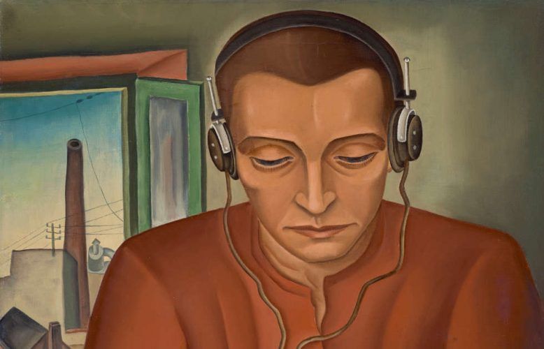 Max Radler, Der Radiohörer, Detail, 1930 dat., 63 cm x 49 cm (Städtische Galerie im Lenbachhaus und Kunstbau München, © Max Radler bzw. Rechtsnachfolge)