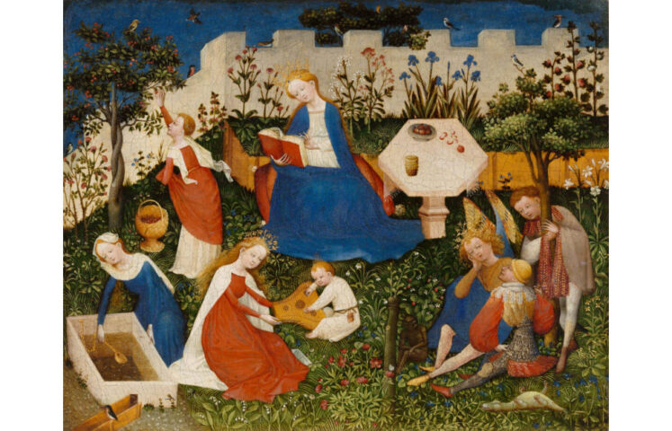 Meister des Frankfurter Paradiesgärtlein, Paradiesgärtlein, um 1410-1420, Mischtechnik auf Eichenholz, 26,3 x 33,4 cm (Städel Museum, Frankfurt)