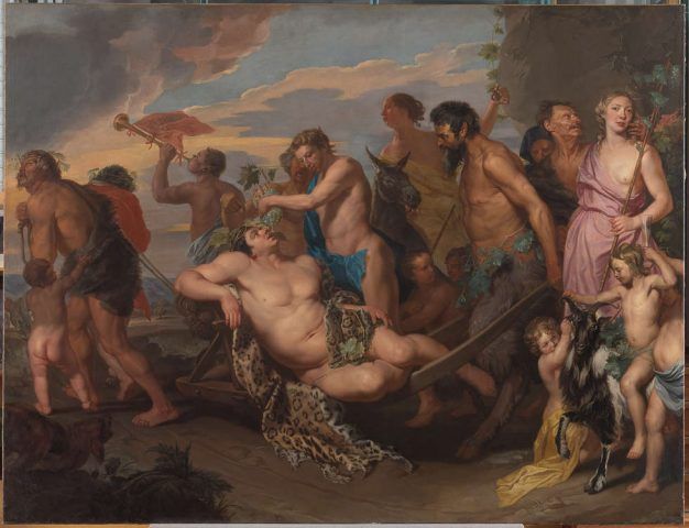 Michaelina Woutier, Bacchanal, vor 1659, Öl/Leinwand, 270 × 354 cm (Kunsthistorisches Museum Wien, Gemäldegalerie, Inv. Nr. Gemäldegalerie, 3548)