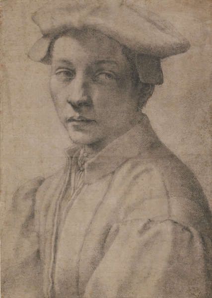 Michelangelo, Porträt von Andrea Quaratesi, 1532, Schwarze Kreide, Blatt 41.1 x 29.2 cm (The British Museum, London 1895,0915.519 (Wilde 59) SL.6.2017.19)